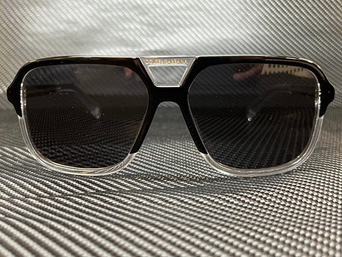 Pre-owned Dolce & Gabbana Dg4354 501 81 Black Square Rectangle Men's Polarized Sunglasses In Gray