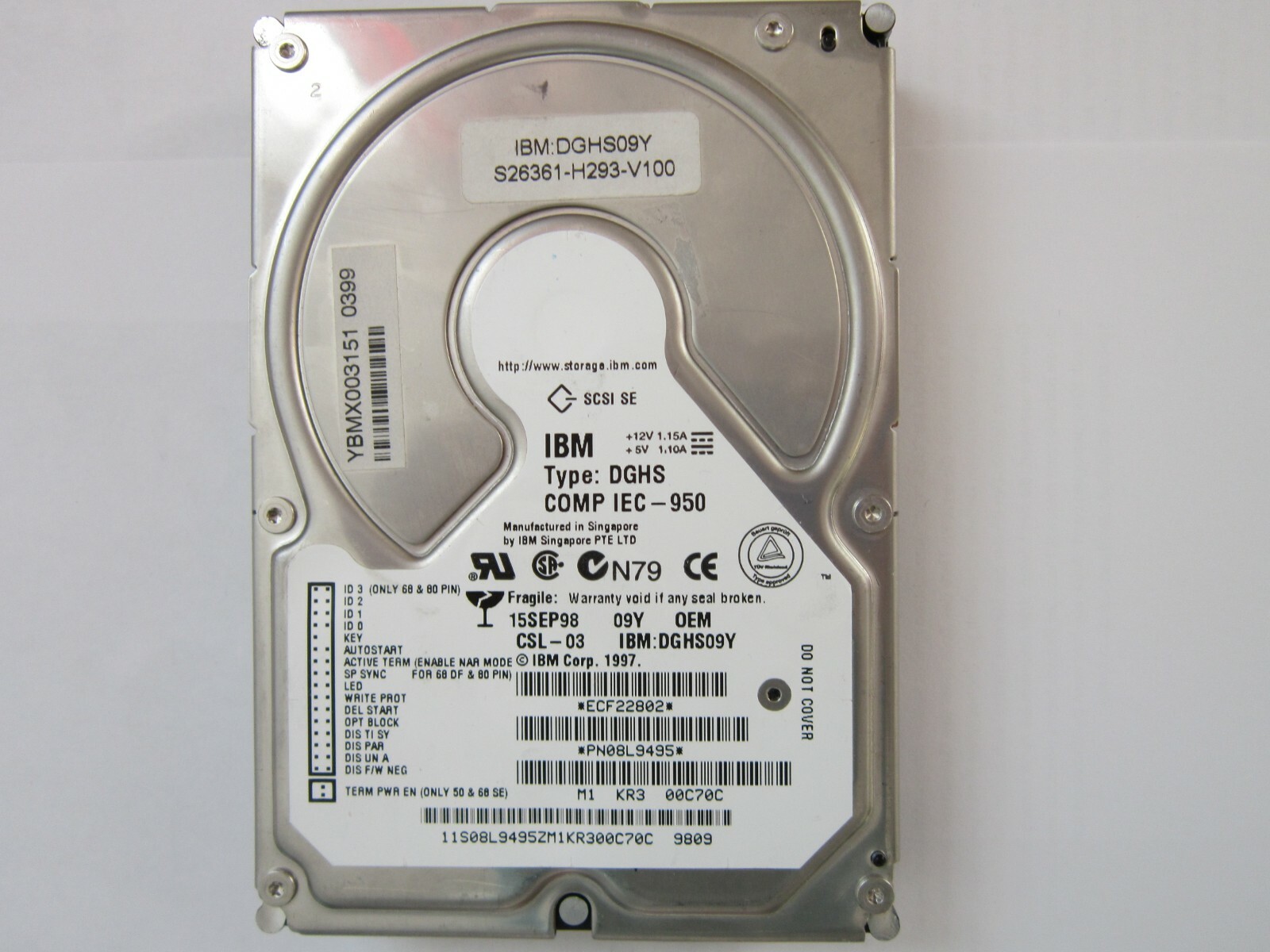 SCSI-Festplatte IBM DGHS09Y, 80 Pin, 9 Gigabyte, gebraucht