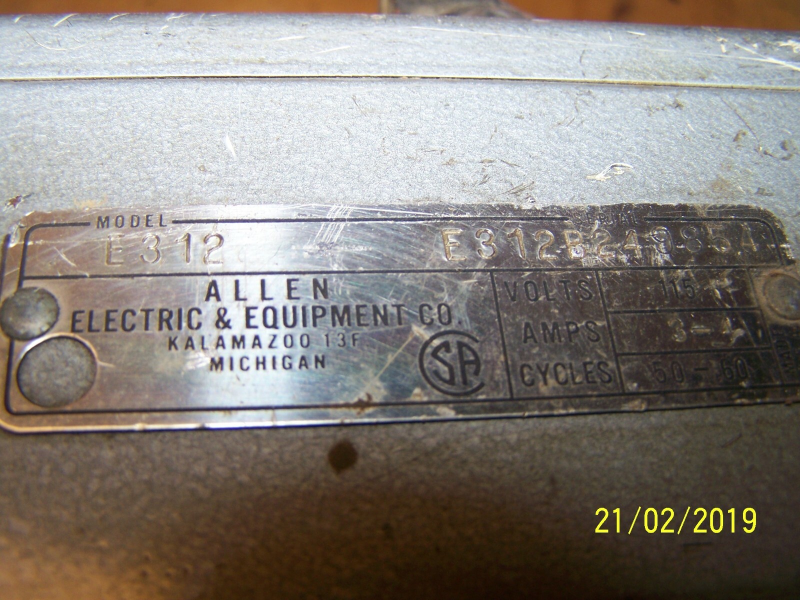 MODEL E312 ALLEN ELECTRIC AND EQUIPMENT VINTAGE ARMATURE GROWLER