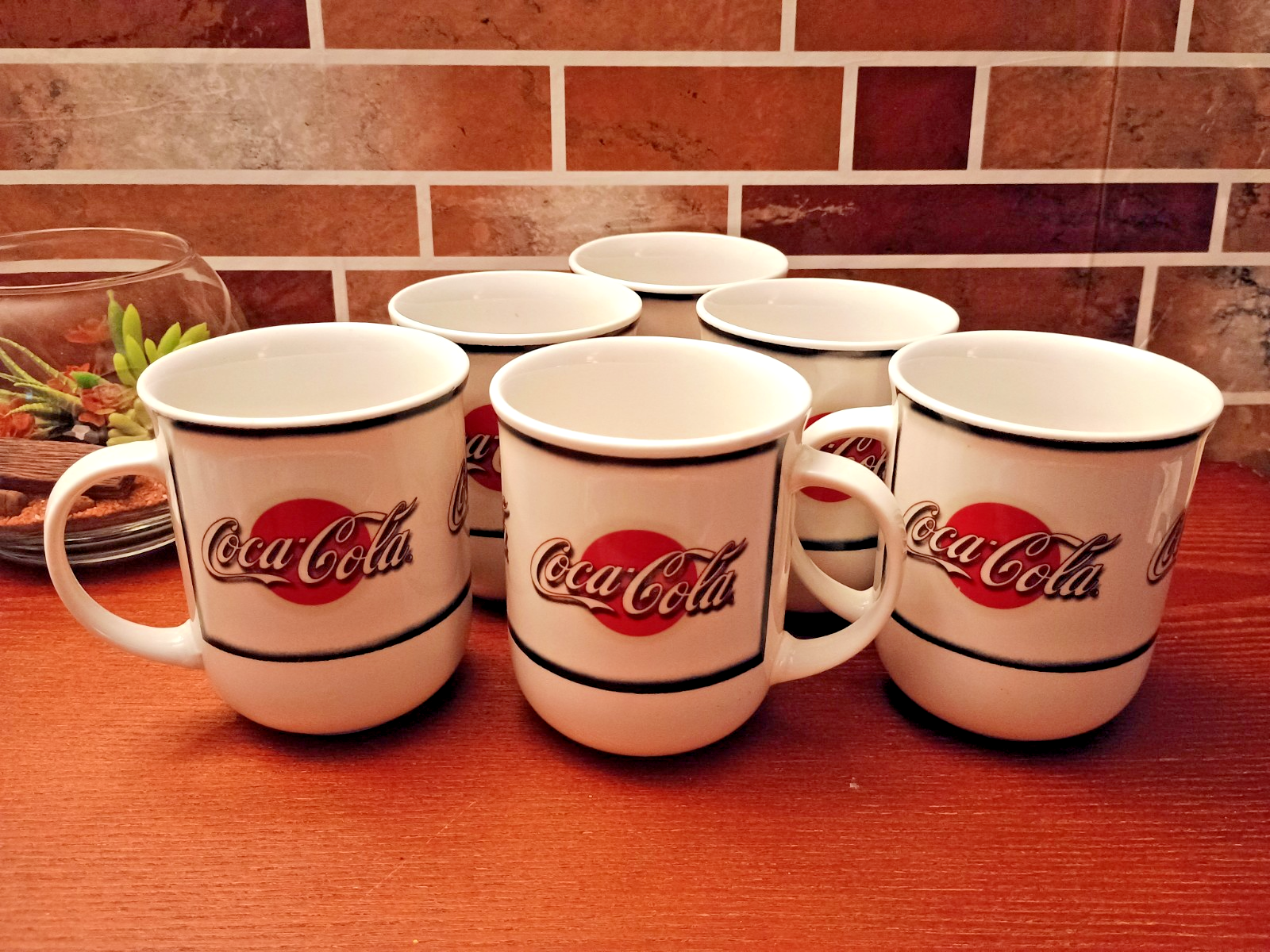 Set of 6 Coca-Cola White Ceramic Coffee Cups Mugs - Thumbnail 3