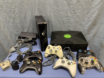 2 x  Original Xbox & Xbox One Console Gaming System With Charger And 6 Remotes