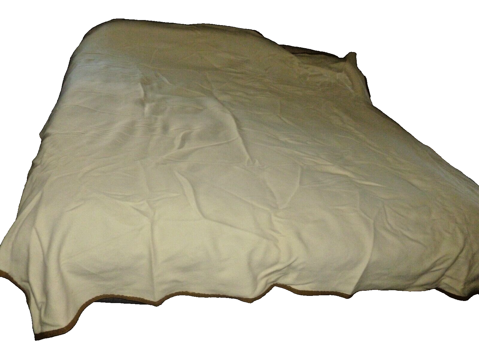Restoration Hardware Baby & Child Soft Ivory Brown Rim 100% Wool Blanket 88X86"