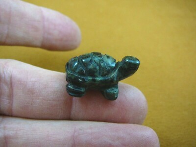 (Y-TUR-LA-507) 1" black green TURTLE tortoise carving FIGURINE gemstone turtles