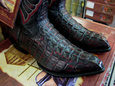 Pre-owned Los Altos Boots Los Altos Women Cherry Genuine Crocodile Tail Western Cowboy Boot (m) L091181 In Cherry Black