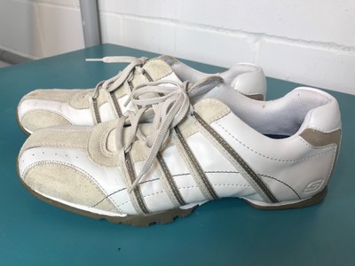 white leather skechers