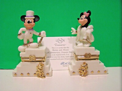 LENOX MICKEY & MINNIE 75th anniv TREASURE BOX SET NEW in BOX with