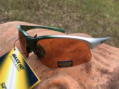Maxx HD Sunglasses Domain silver green golf high definition brown lens A1
