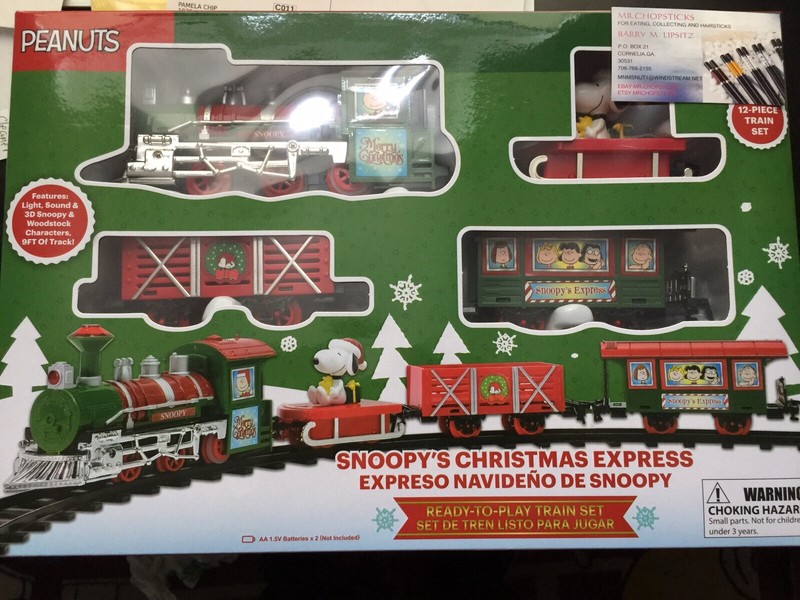 snoopy christmas train set