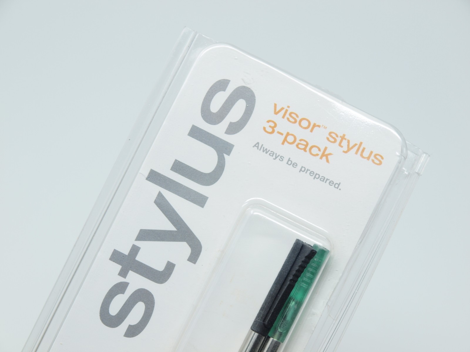 Lot of 2, new in open package ~ HANDSPRING VISOR STYLUS ~ metal + black / green