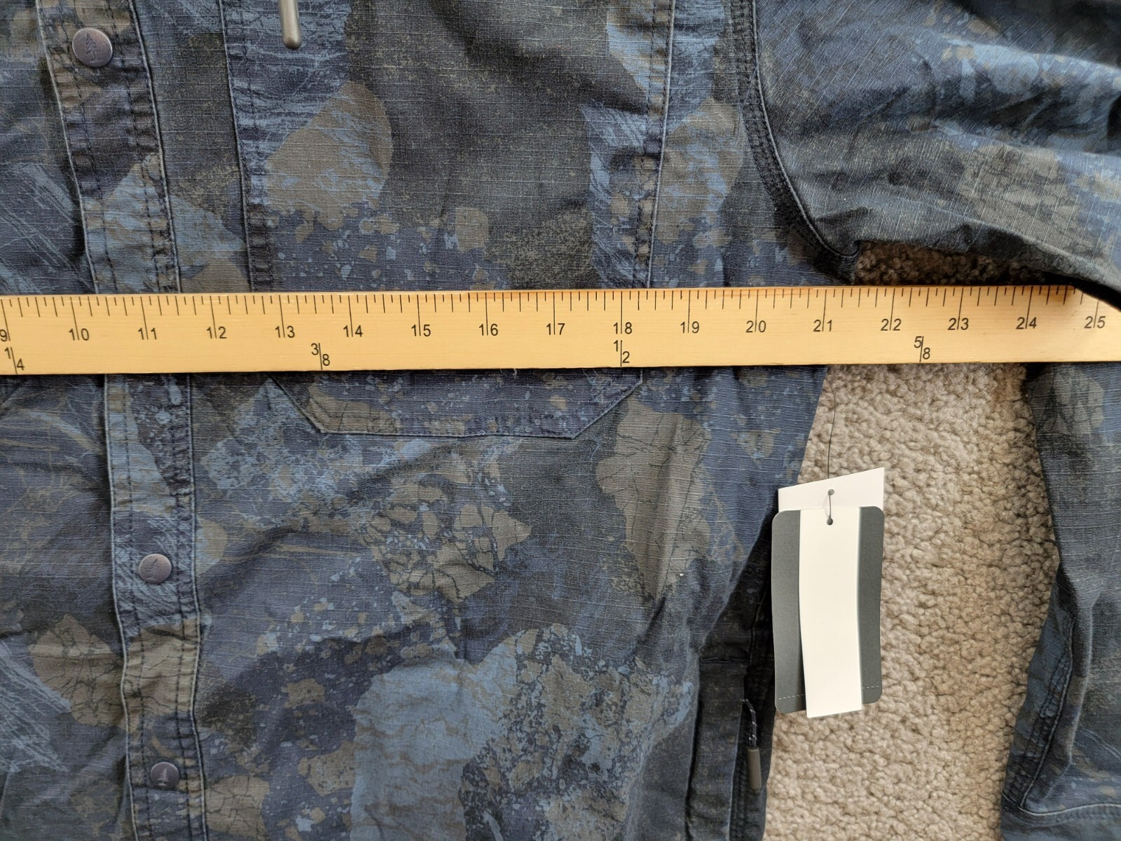 BASS OUTDOOR Ripstop Utility Shacket Men's M Rock Camo/Navy Blazer Button Snap - Picture 6 of 19