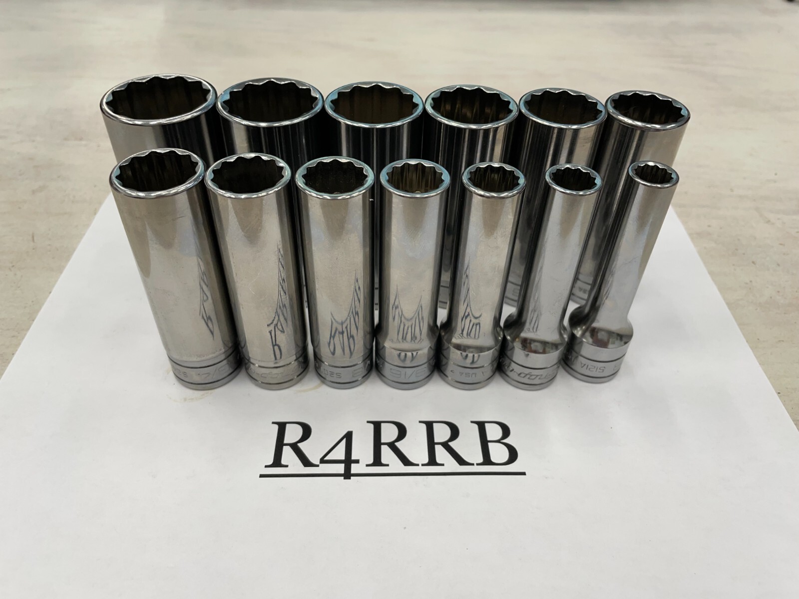 Snap-on Tools USA NEW 1/2" Drive SAE 13 Piece Deep 12PT Chrome Socket Set 313SYA