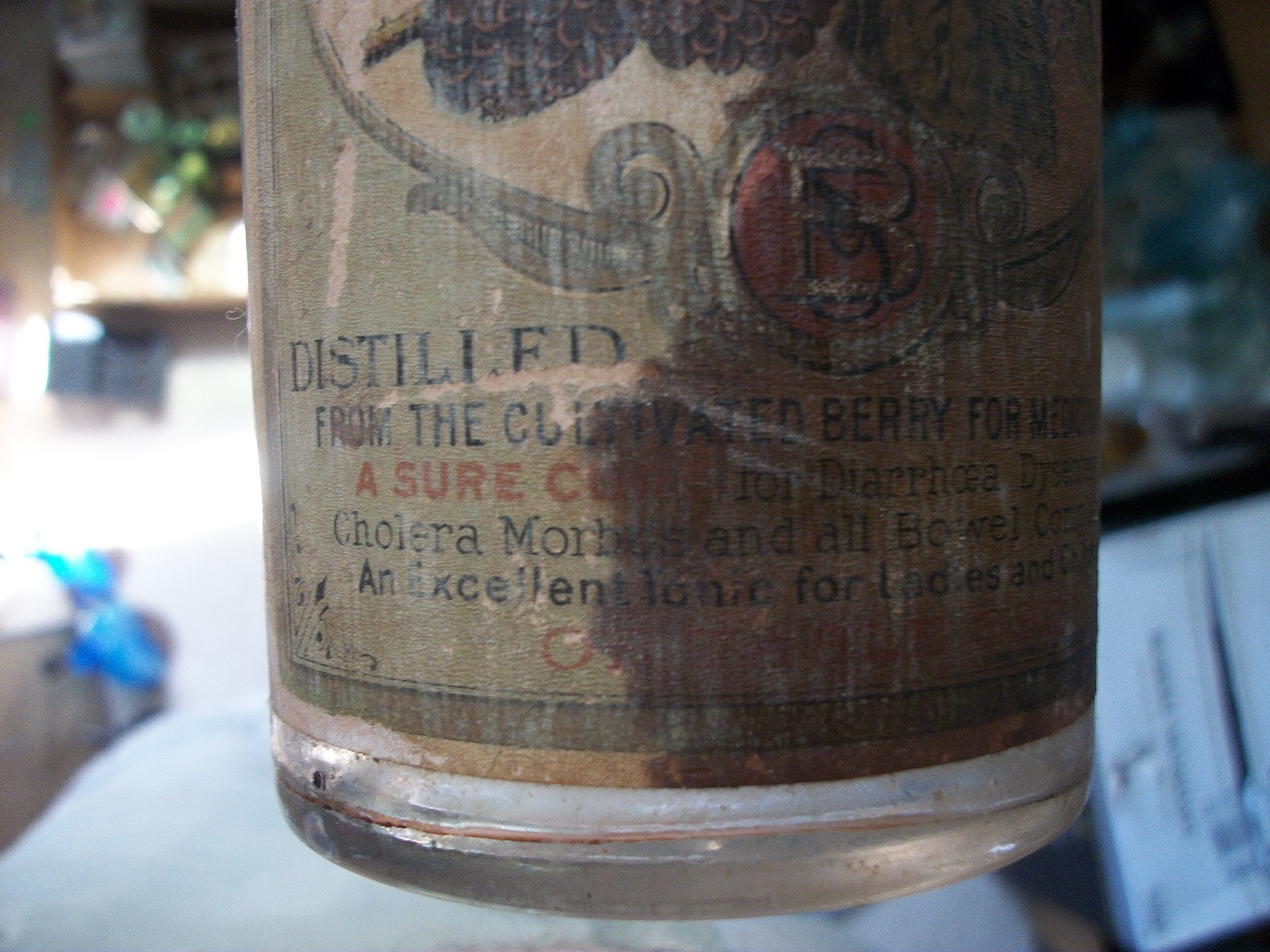 LABELED DR. HUMPHREY'S BLACKBERRY BRANDY SURE CURE FOR DIARRHOEA CHOLERA