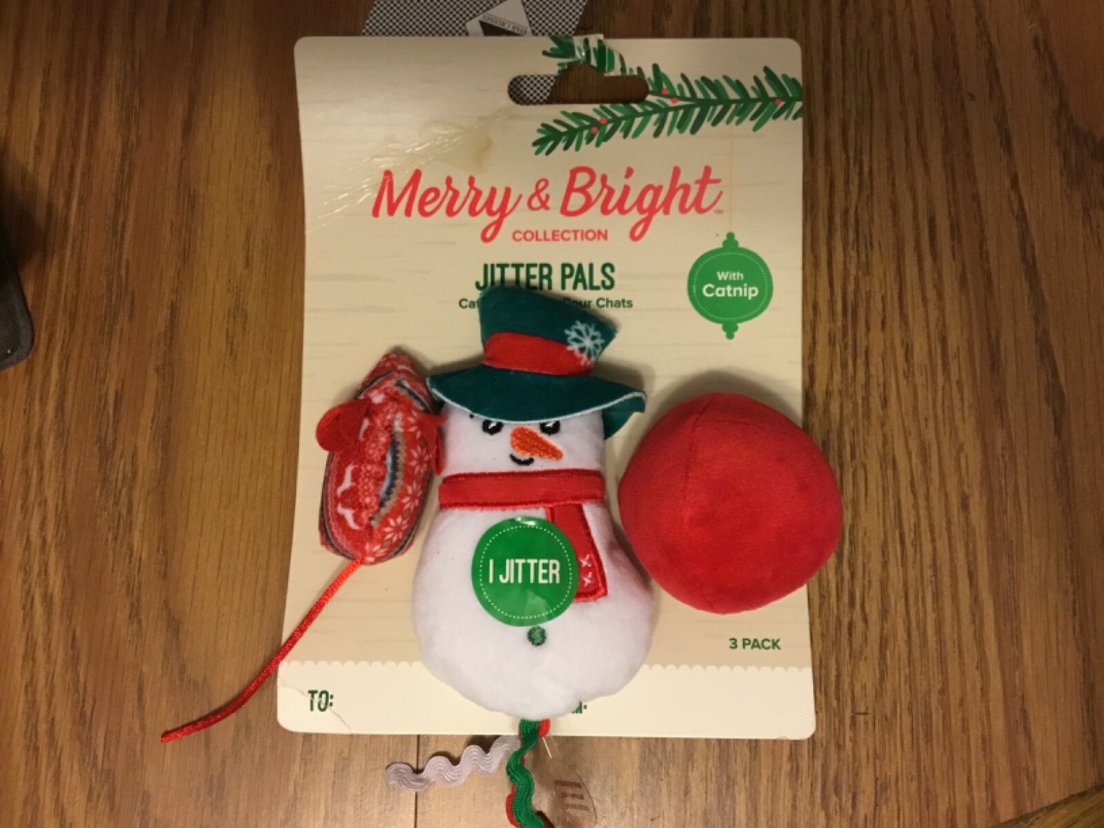 With Catnip Snowman Crinkle Mouse