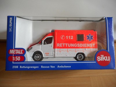 Siku Mercedes Rescue Van in White/Orange on 1:50 in Box Siku nr: 2108