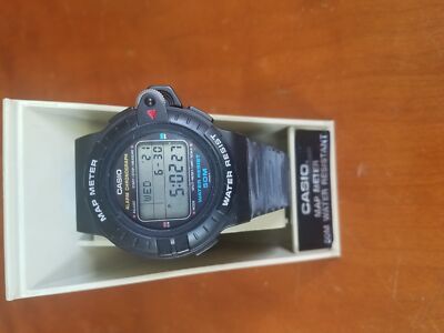 Pre-owned Casio Retro 1990  Black Map100 Map-100 Map Meter Wr 50m Module 693 Rare Vintage