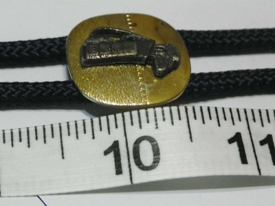 Vintage goldtone silvertone Golf Bag & Clubs Bolo Black cord Tie