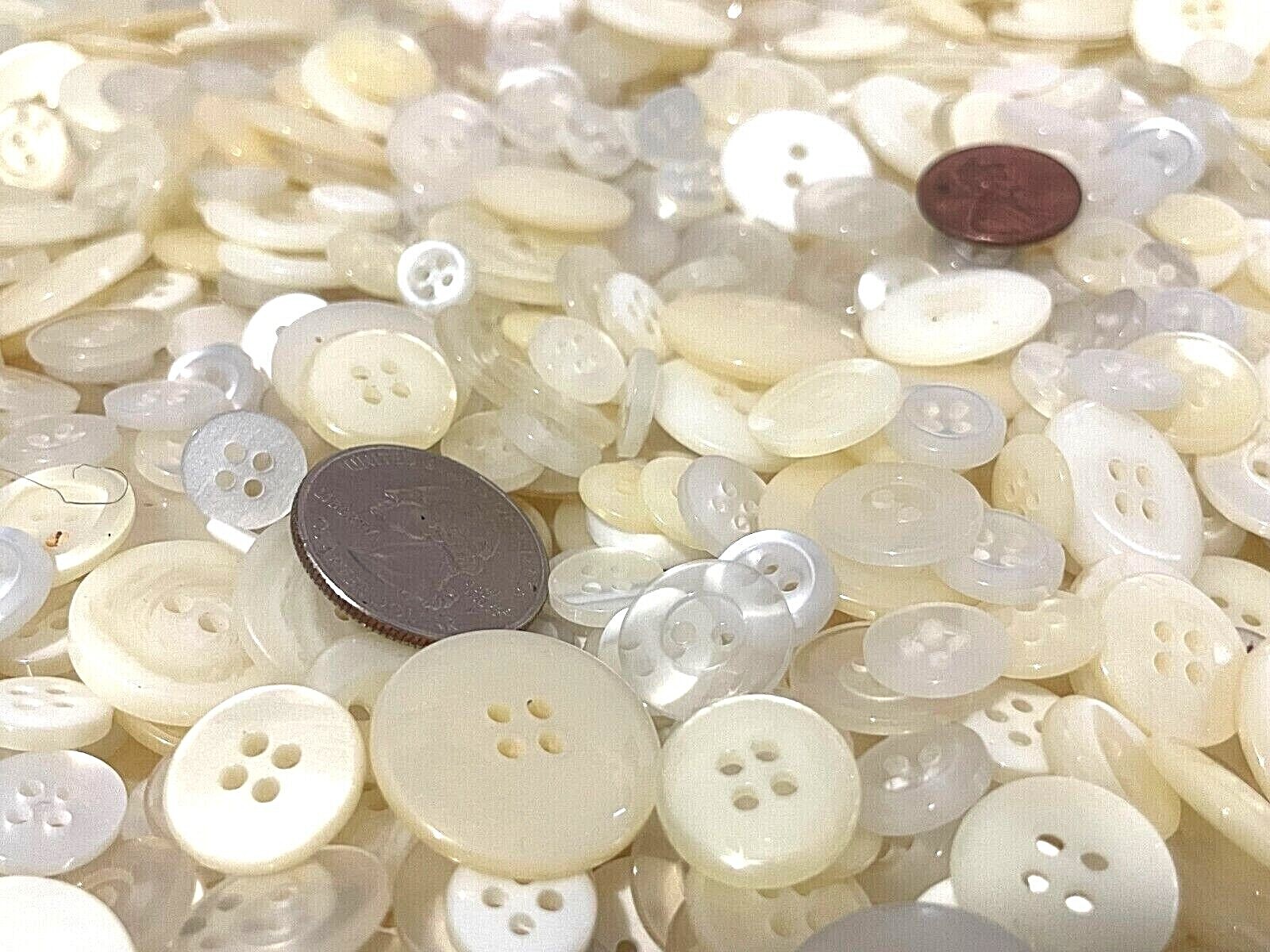 100  Off White Buttons mixed assortment sizes 5/16 to 13/16 Wedding Bulk Crafts