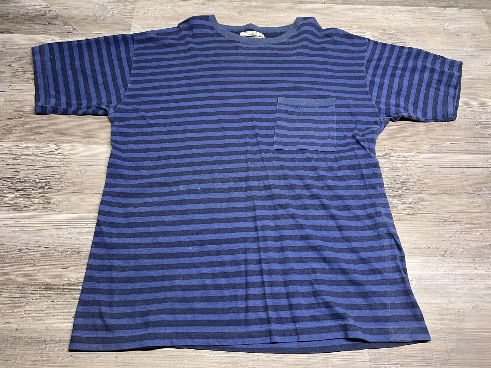 Vintage 90s Striped Pocket T-Shirt Made In USA Dockers Blue Mens Size L Grunge
