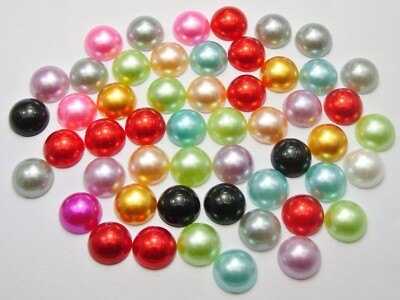 100 Flatback Half Pearl Bead 12mm(1/2'') FlatBack Cabachon Scrapbook Color Choice