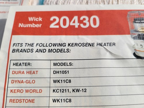 DYNA GLO WK11C8 KEROSENE HEATER WICK & WICK CLEANING BRUSH &GUIDE-KEROWORD 20430