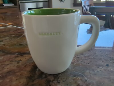 New Rae Dunn Artisan Collection by Magenta SERENITY. White Green Coffee Mug 