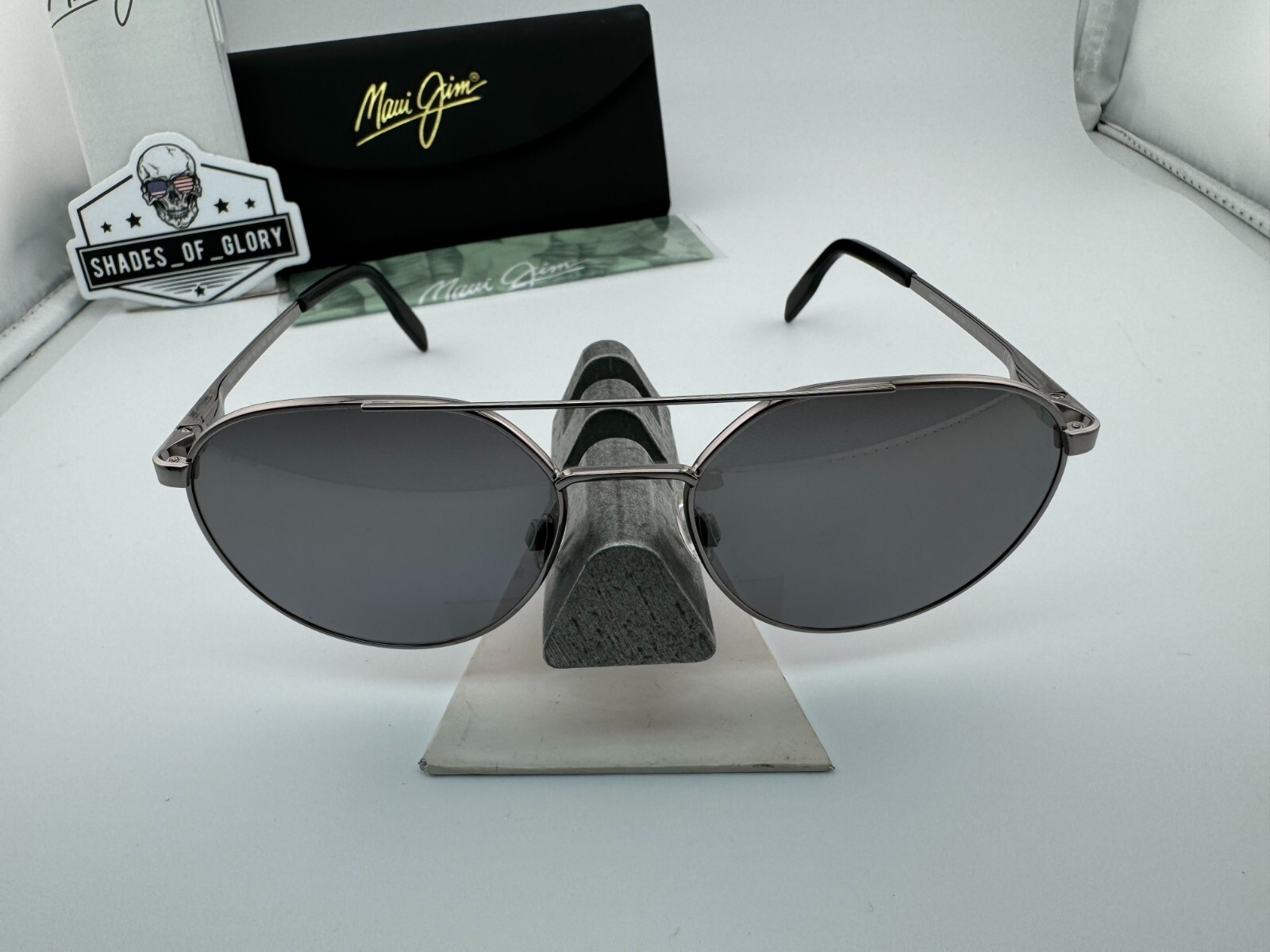 Pre-owned Maui Jim Waterfront Mj 830-11 Grey Silver Black Dual Mirror Polarized Sunglasses In Silver To Black Dual Mirror Polarized