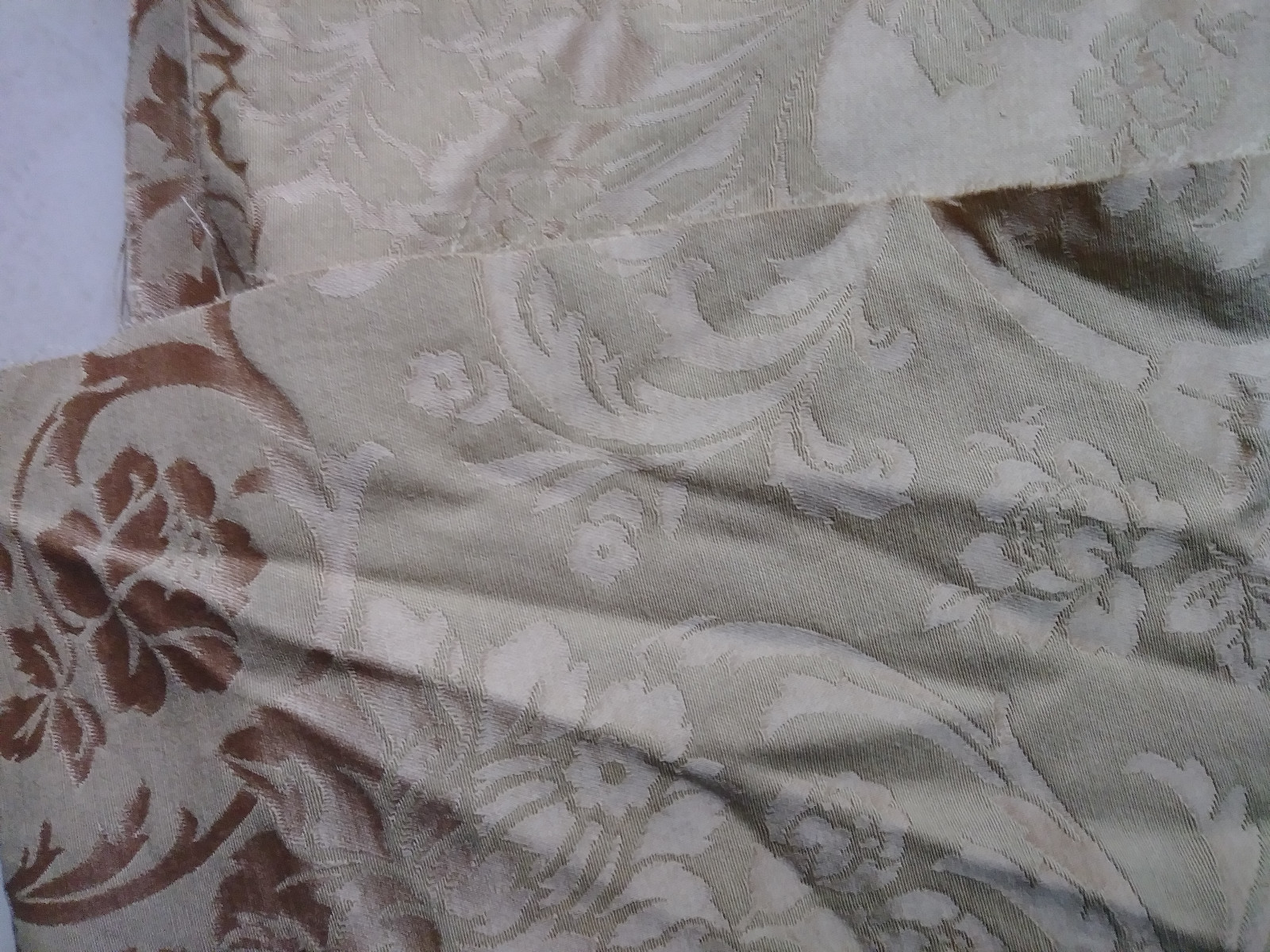 Gold Floral  Upholstery Fabric Remnant 1+Yd x 58