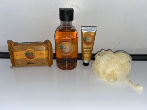 The Body Shop SATSUMA Body Wash, Soap, Hand Cream, and Mini Bath Lily — New