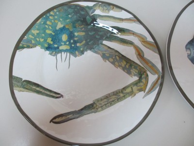 Pottery Barn Sea Life Critter Melamine Salad Plates - set of 4 New with netting.