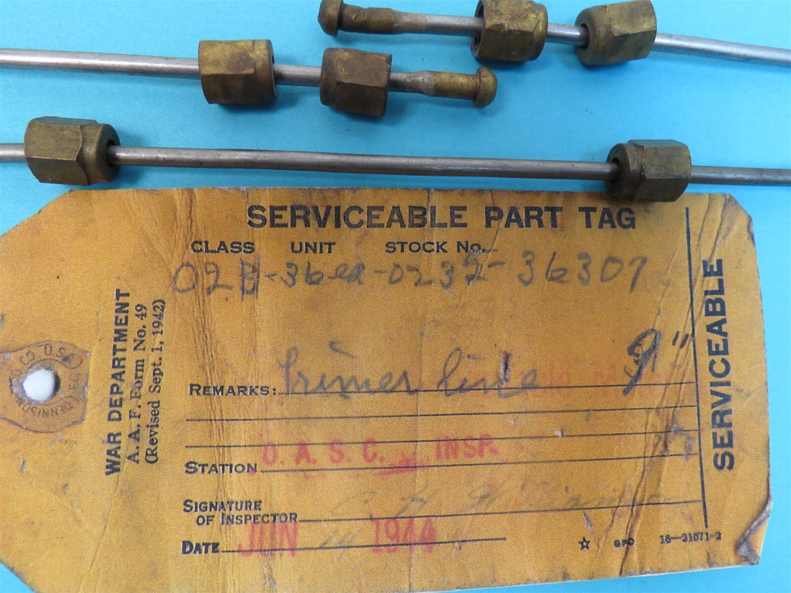 (3 ea) Aircraft Engine Fuel Primer Lines Stearman Beech Cessna Lycoming or ??