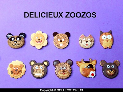 SERIE COMPLETE DE FEVES  DELICIEUX ZOOZOS -ANIMAUX GALETTES- BISCUITS