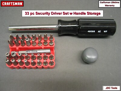 Craftsman USA Driver Handle w Storage w 33 pc Security Bit Set - Tamper Proof