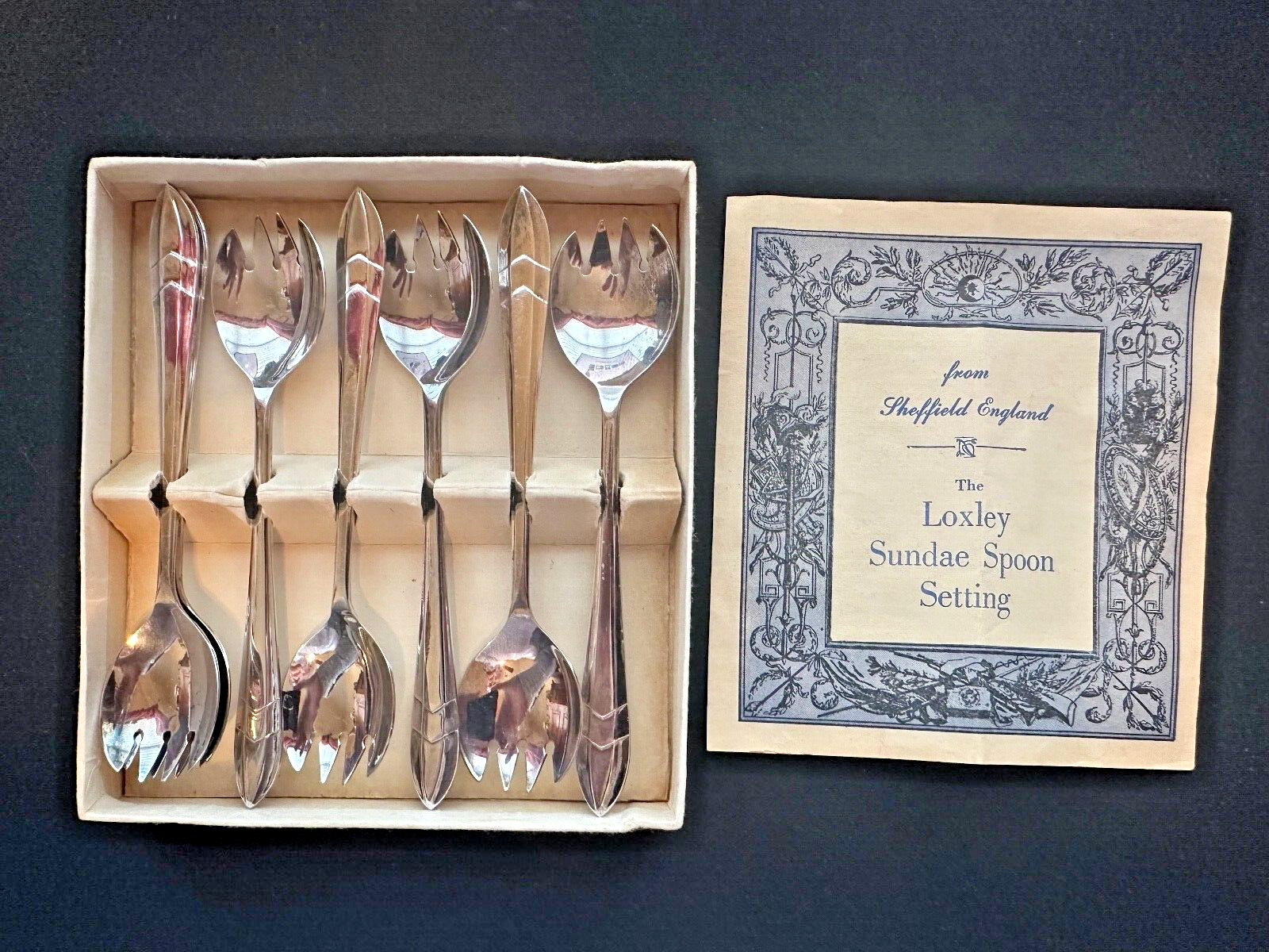 Vintage Sheffield England Loxley Sundae Spoon Set