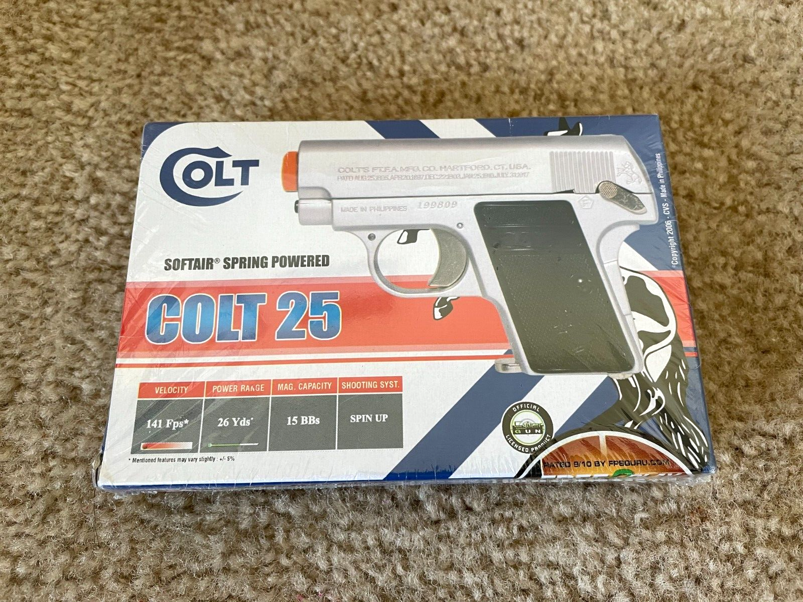 Colt 25 Silver/black Spring Powered Pocket Vest 1908 Pistol