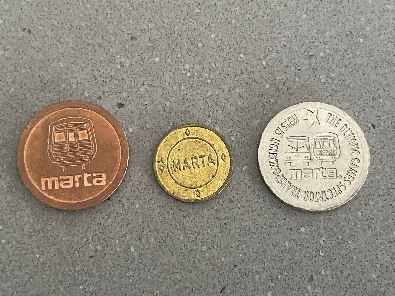 Vintage Atlanta MARTA Transportation Token Set of 3