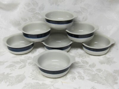 7 HTF Arabia Finland Ulla Procopé Anemone Lugged Cereal Soup Bowls Cobalt Blue