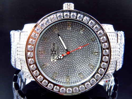 Pre-owned Khronos White Iced Bezel & Band  Jojino Joe Rodeo Genuine Diamond Watch 50mm