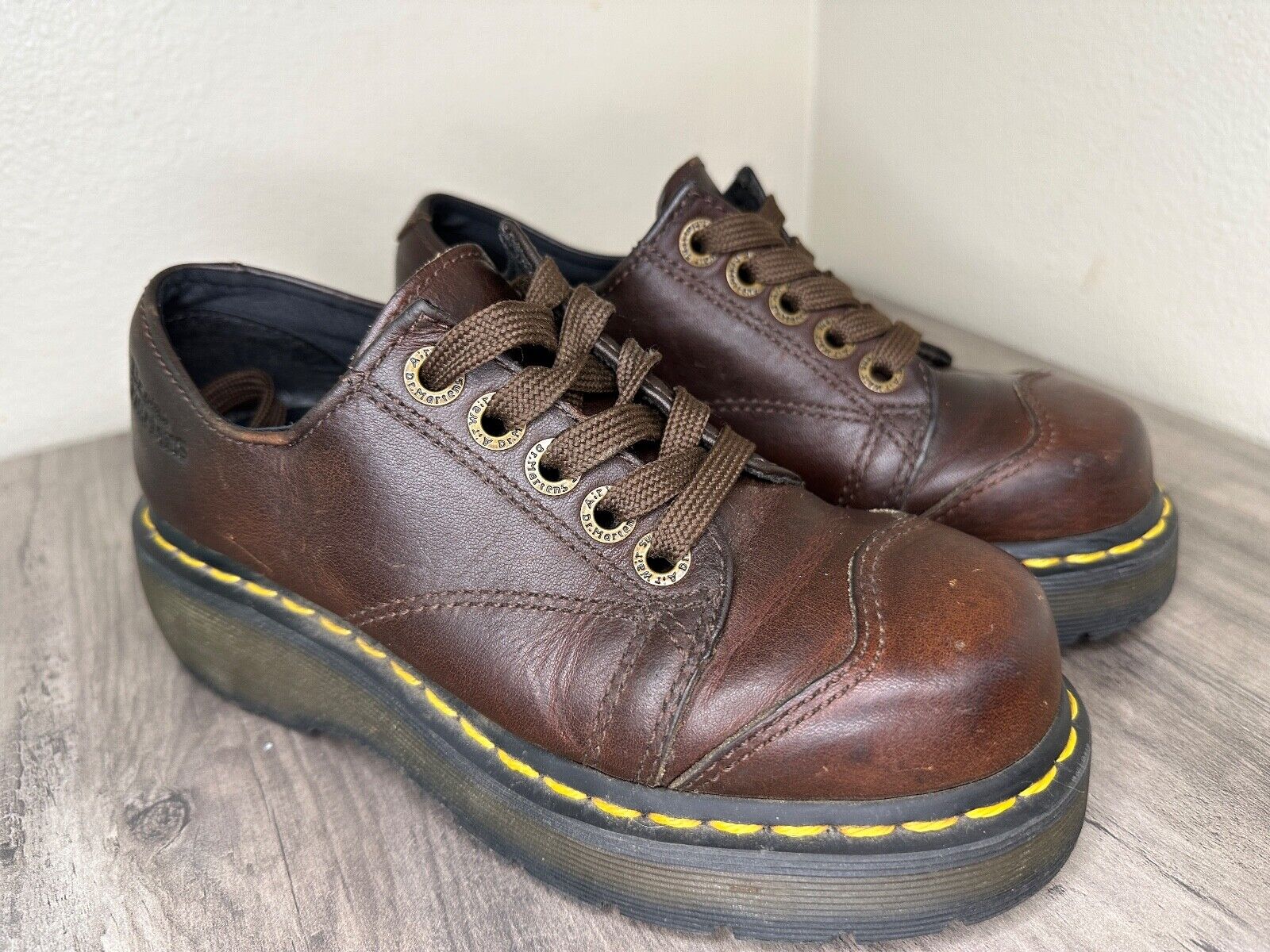 Dr Martens 8651 Leather Chunky Platform Oxford Shoes Brown Size 5 eBay