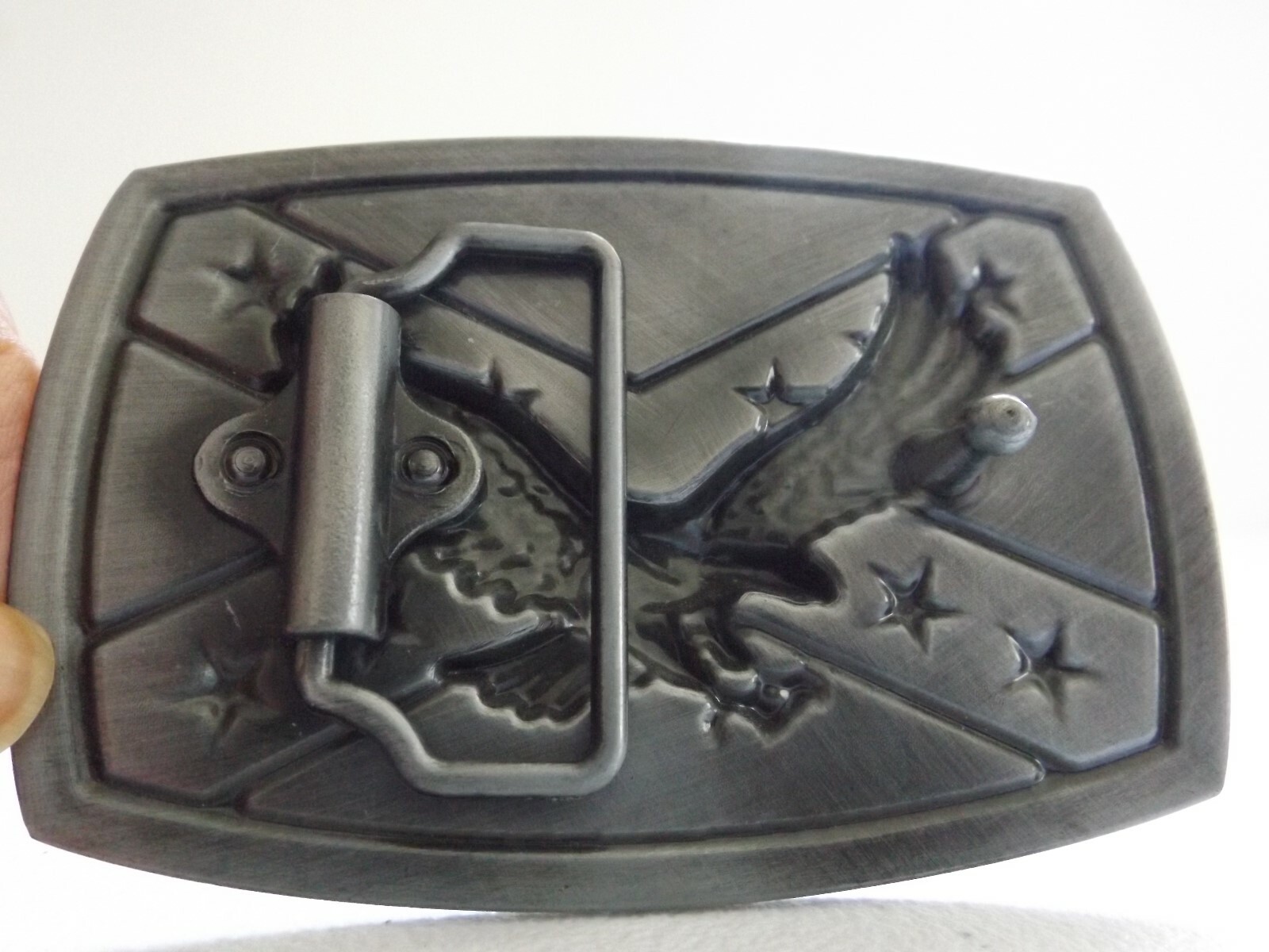 Western Southern Battle Flag, Eagle, Pewter Tone, Color, Belt Buckle, NEW