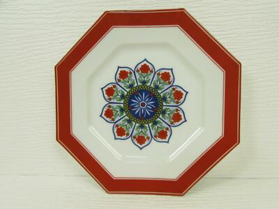 Spring Rain by Imperial Treasure Salad Plate Red Band Blue & Red Floral b52