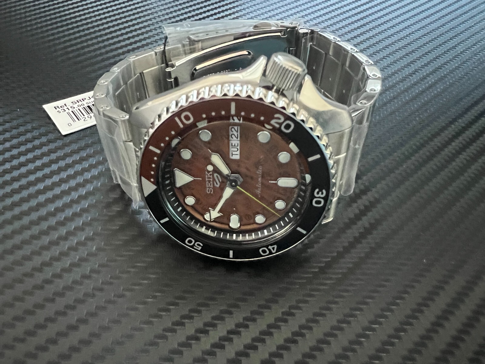 Pre-owned Seiko 5 Sports Collection Time Sonar Translucent Orange Auto Japan Srpj47-new