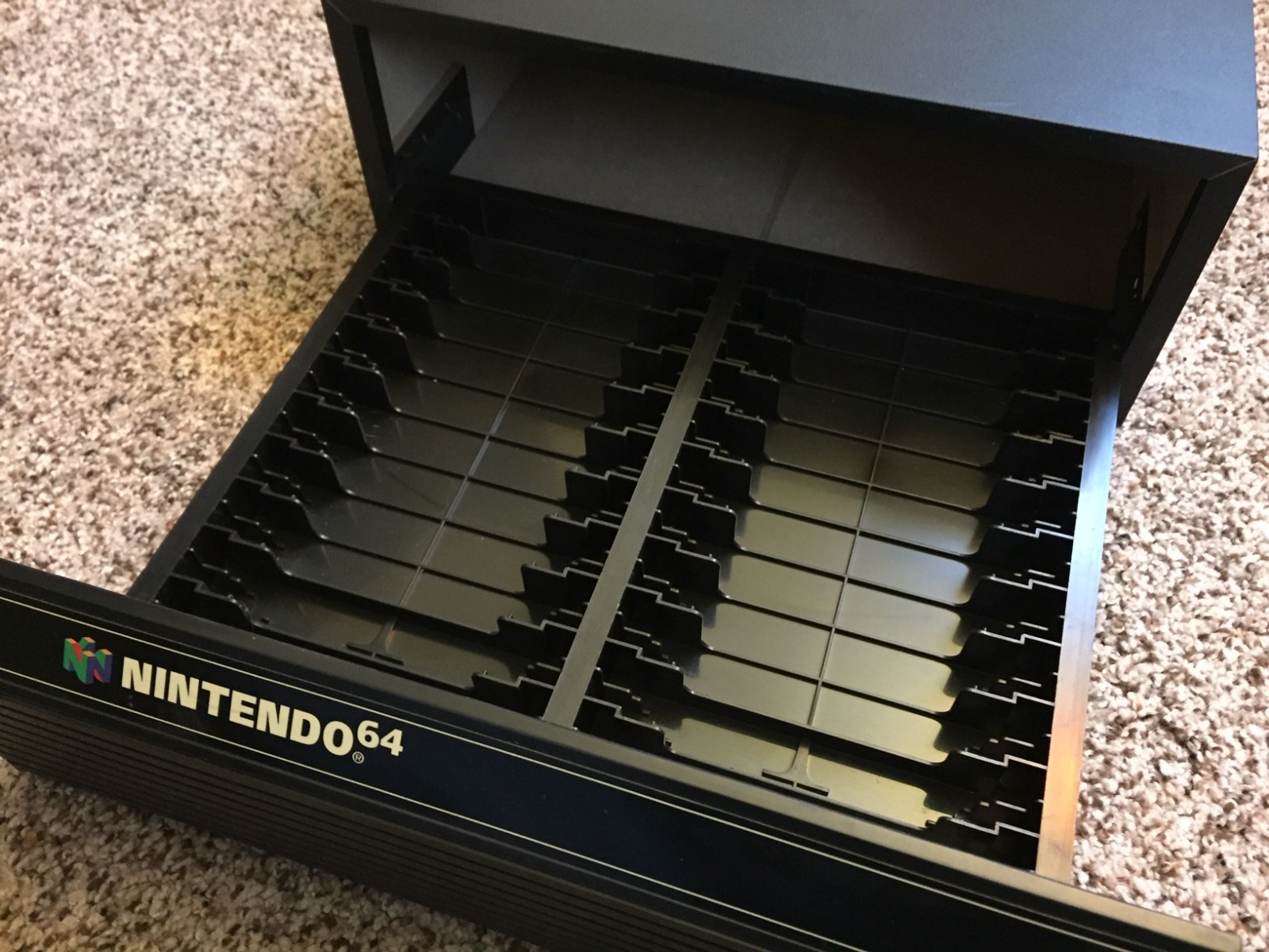 RARE Official Nintendo 64 Black Storage Drawer 24 Cartridge Game Holder Case