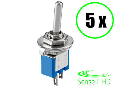 Sensell 5 Miniatur Kippschalter Subminiatur 2 polig Umschalter EIN-AUS Lötösen
