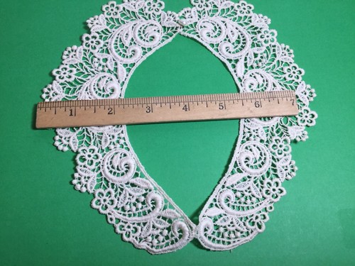 VINTAGE LACE COLLAR WITH BUTTON CLOSURE ECRU COLOR 15” INSIDE MEASUREMENT