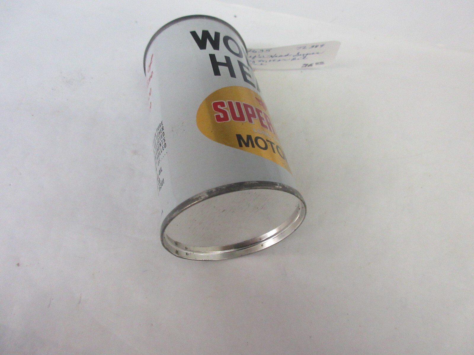 ::VINTAGE  WOLF'S HEAD OIL TIN CAN SAVINGS BANK   TL-389
