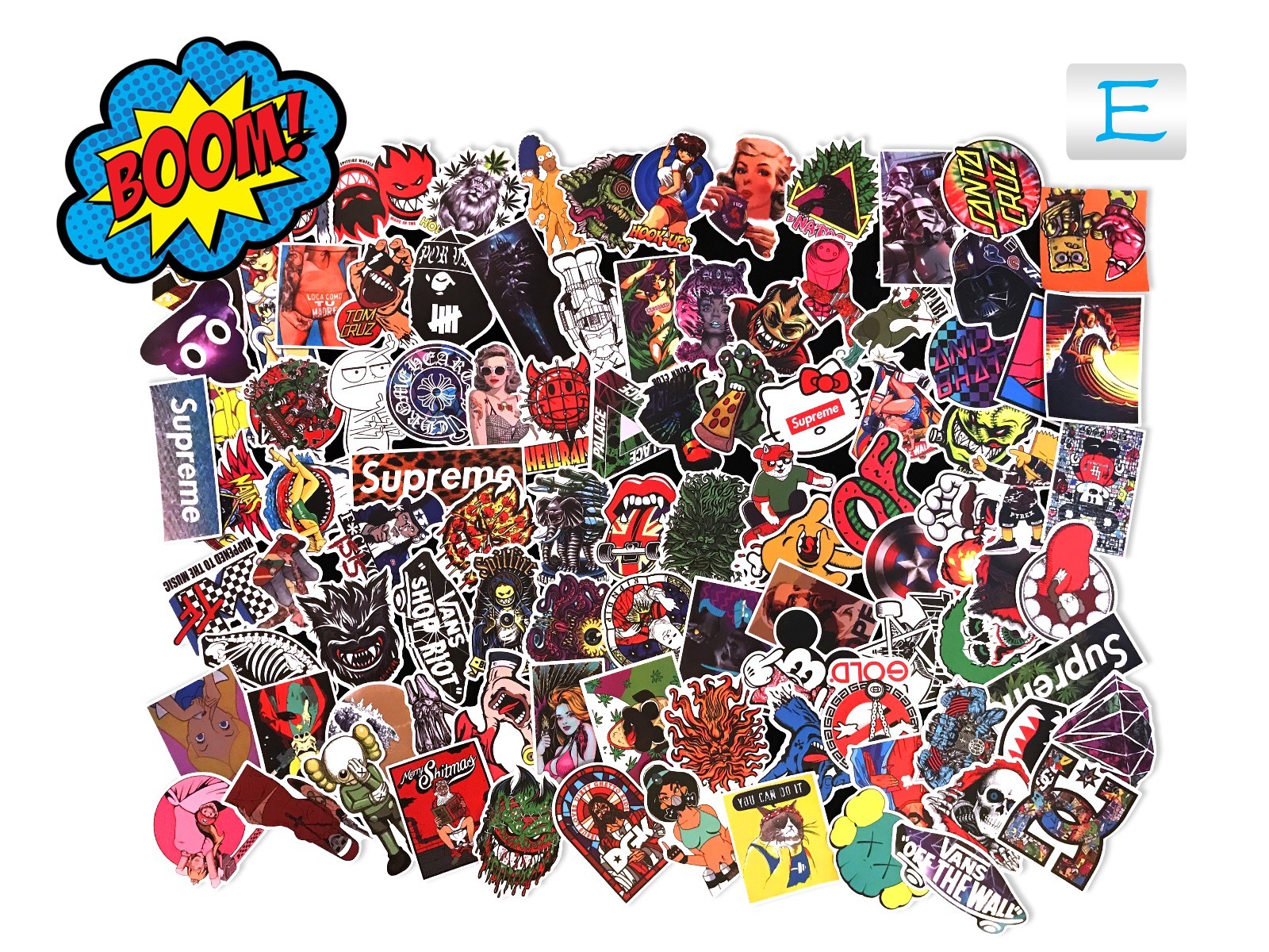100 Random Skateboard Stickers Vinyl Laptop Luggage Decals Dope Sticker Lot Mix 