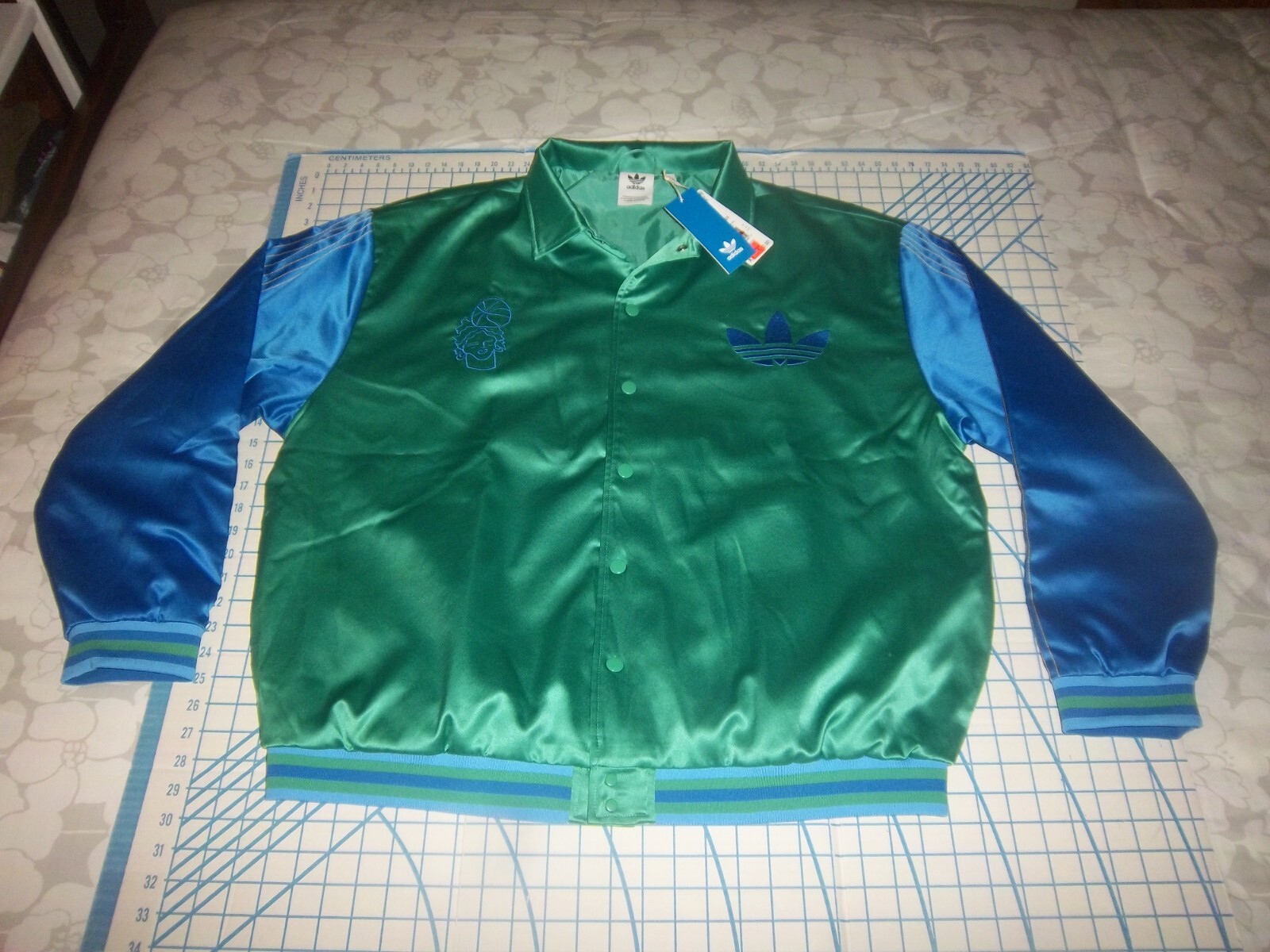 MENS XL ADIDAS GREEN/BLUE HOOP YORK CITY SWEAT JACKET - NWT