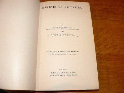 Antique 1905 Elements of Mechanism Hardcover Mechanical Reference Book