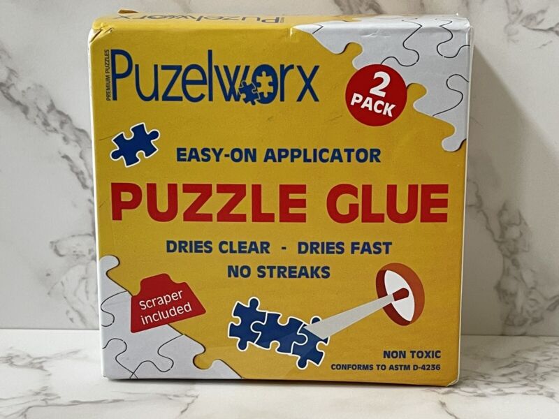 Puzzleworx Easy-On Applicator Puzzle Glue 2 Pack New In Box NIB