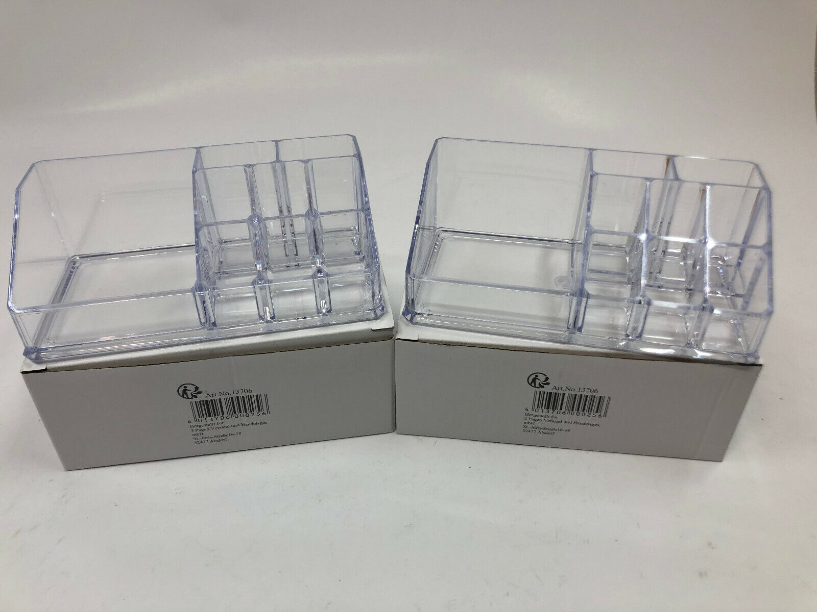 2 Stück Kosmetik Organizer Acryl Schminktisch 9 Fächer Glasklar Make Up Organize
